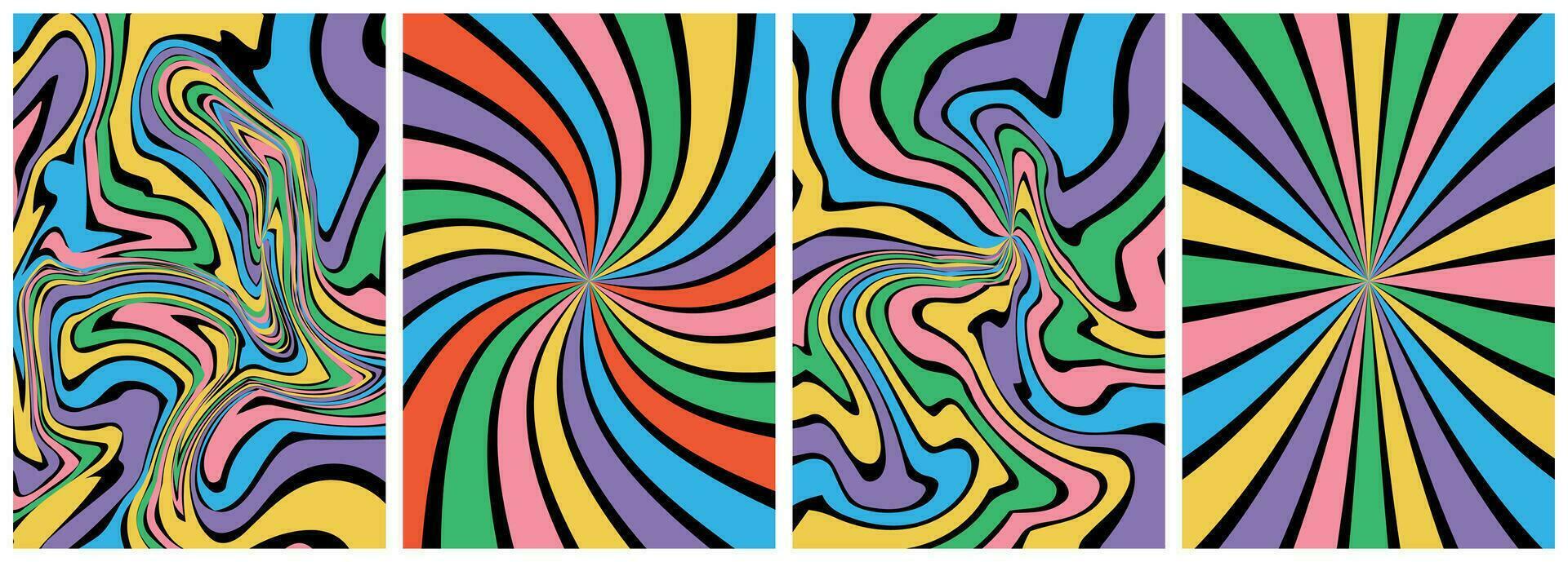 Groovy background,Y2k aesthetic,Vector card in retro psychedelic style,70s vector