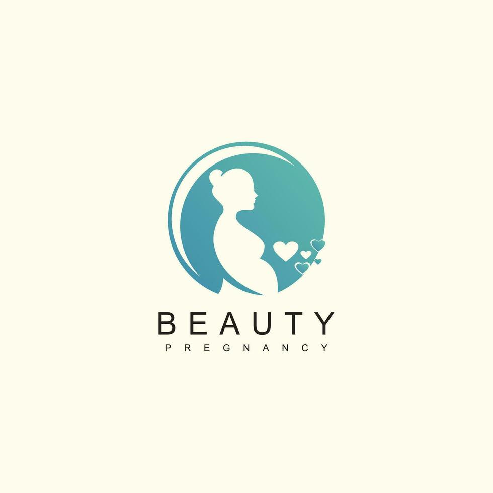 Beauty lady pregnant logo design vector