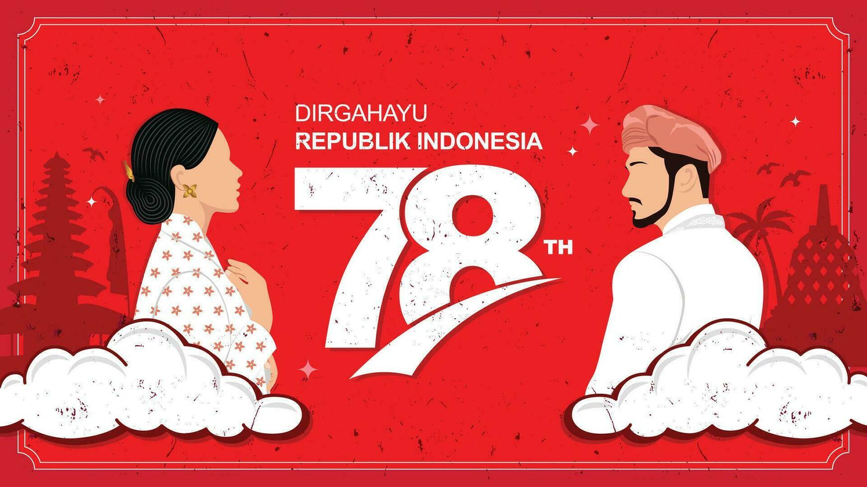 17 August. Happy Indonesia Independence day banner. Dirgahayu Republik Indonesia landscape Banner template vector