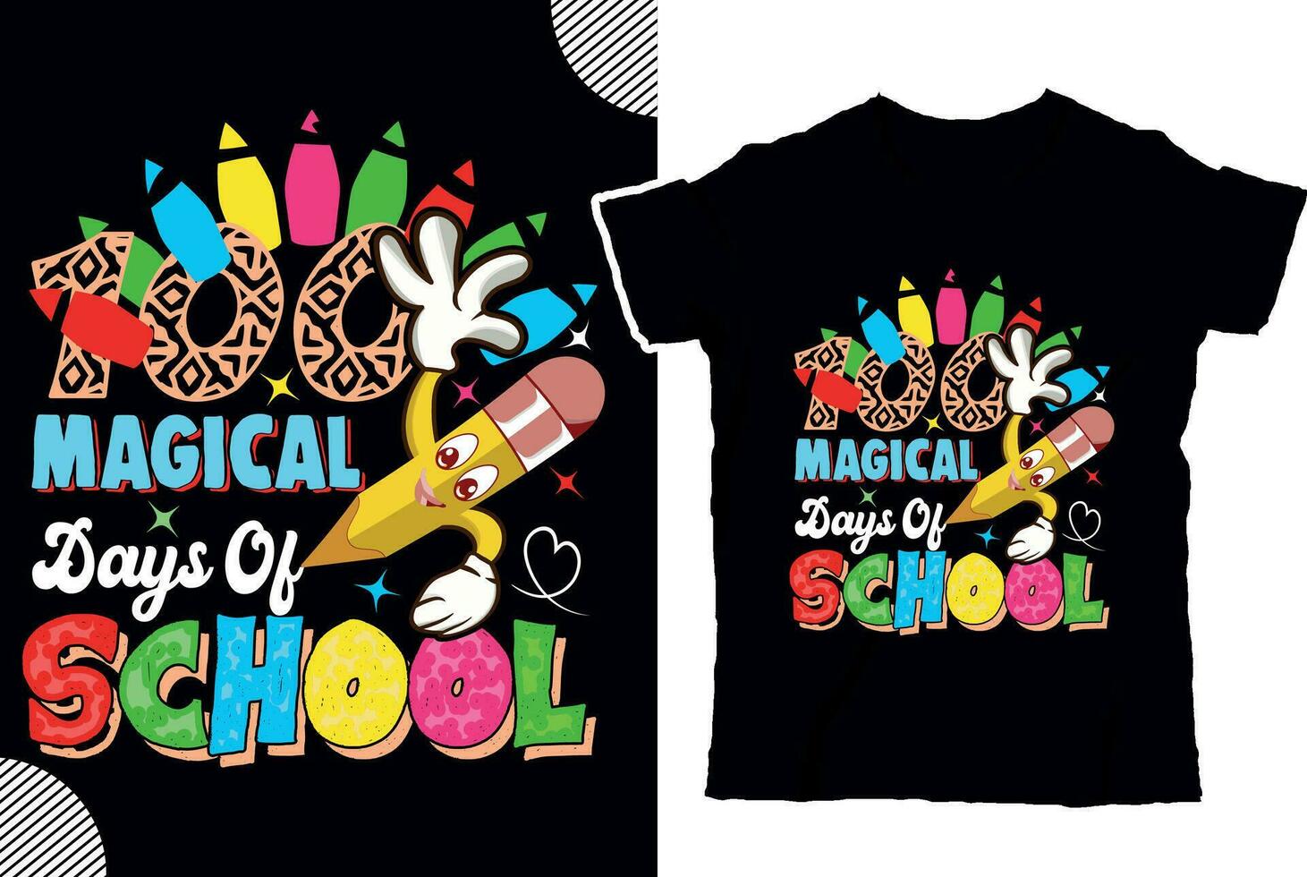 100 mágico dias os escuela, espalda a shcool t camisa diseño, t camisa diseño vector