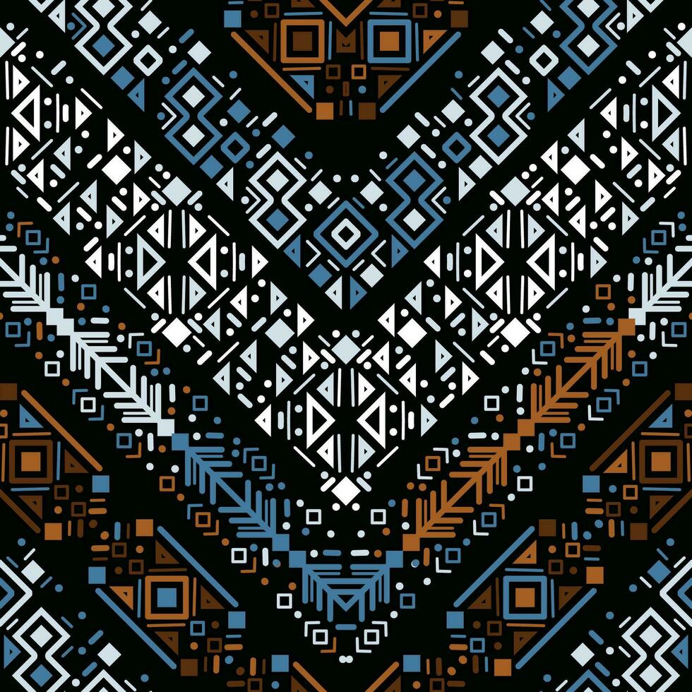 Tribal ethnic seamless striped pattern in Aztec style. Ikat geometric folk decor vector