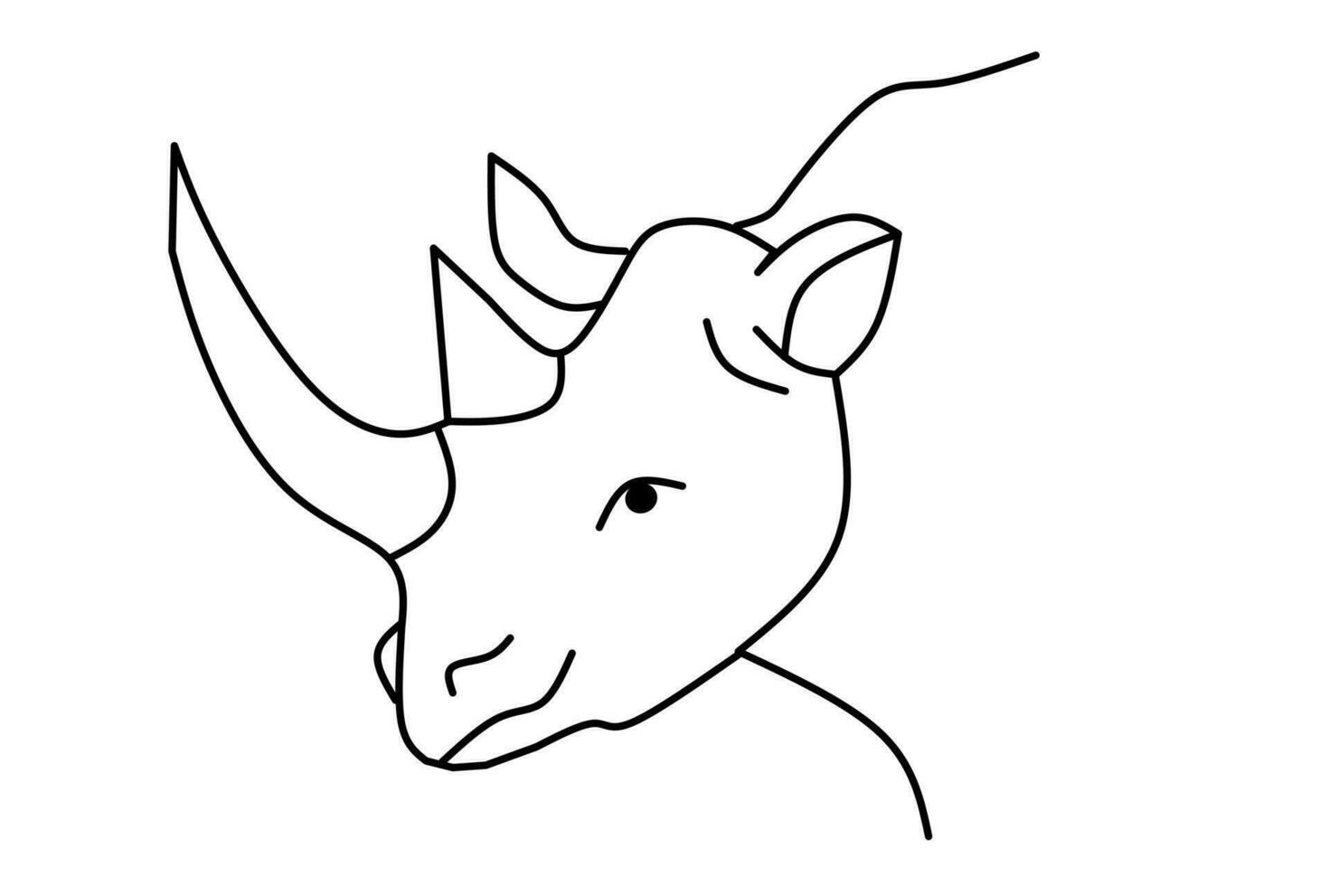 rhino line drawing isolated on white background. vector illustration.