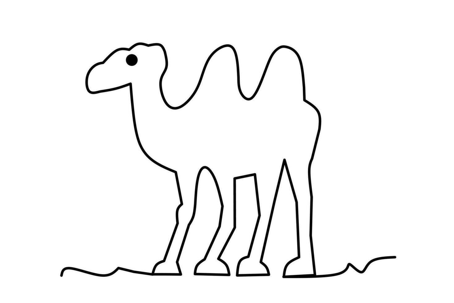 camel line drawing isolated on white background. vector illustration.