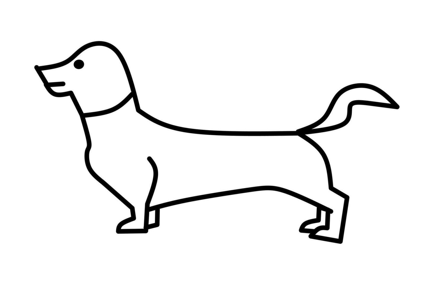 dog line drawing isolated on white background. vector illustration.