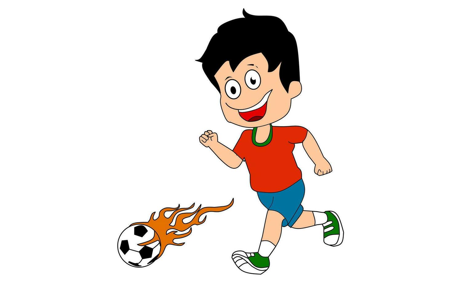 Line drawing of people kicking the ball isolated on white background. Vector illustration.