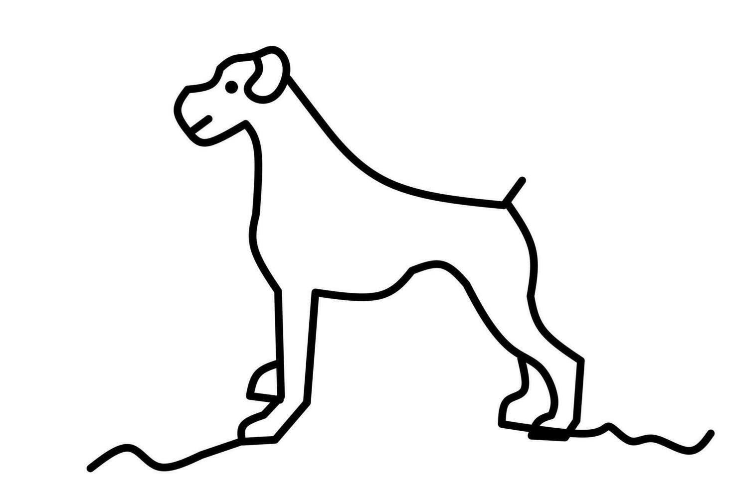 dog line drawing isolated on white background. vector illustration.