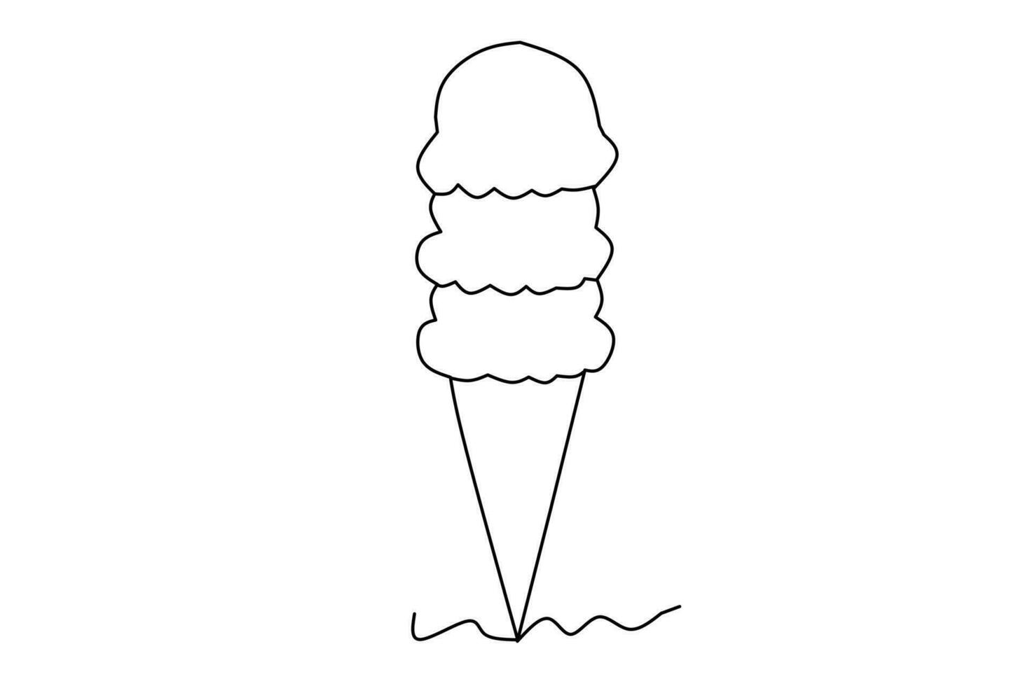 ice cream line drawing isolated on white background. vector illustration.