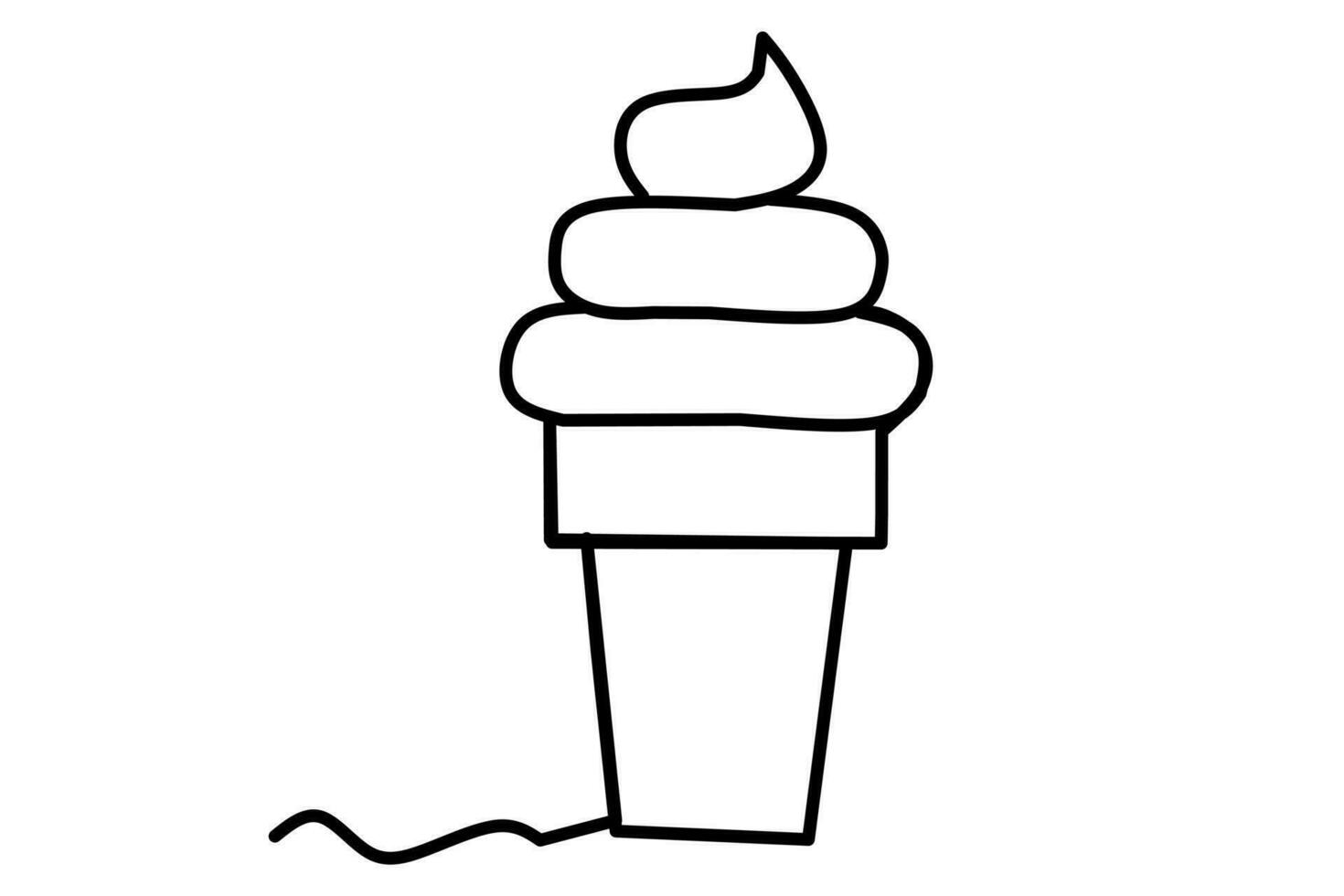ice cream line drawing isolated on white background. vector illustration.