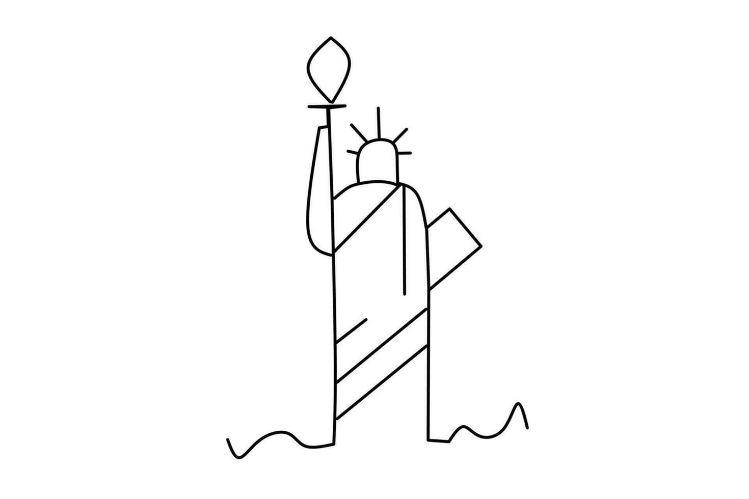 statue of liberty line drawing isolated on white background. vector illustration.