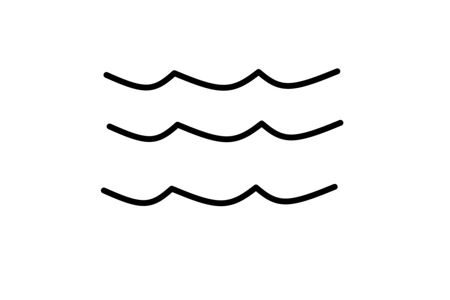 Line drawing of water waves isolated on white background. Vector illustration.