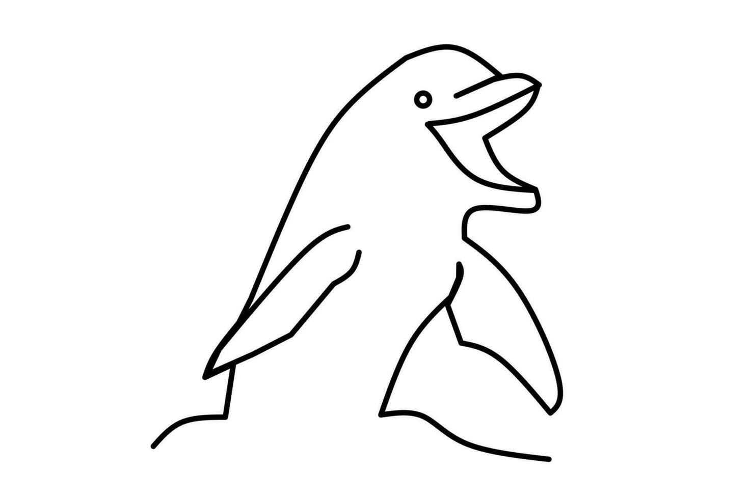 Line drawing dolphin isolated on white background. Vector illustration.