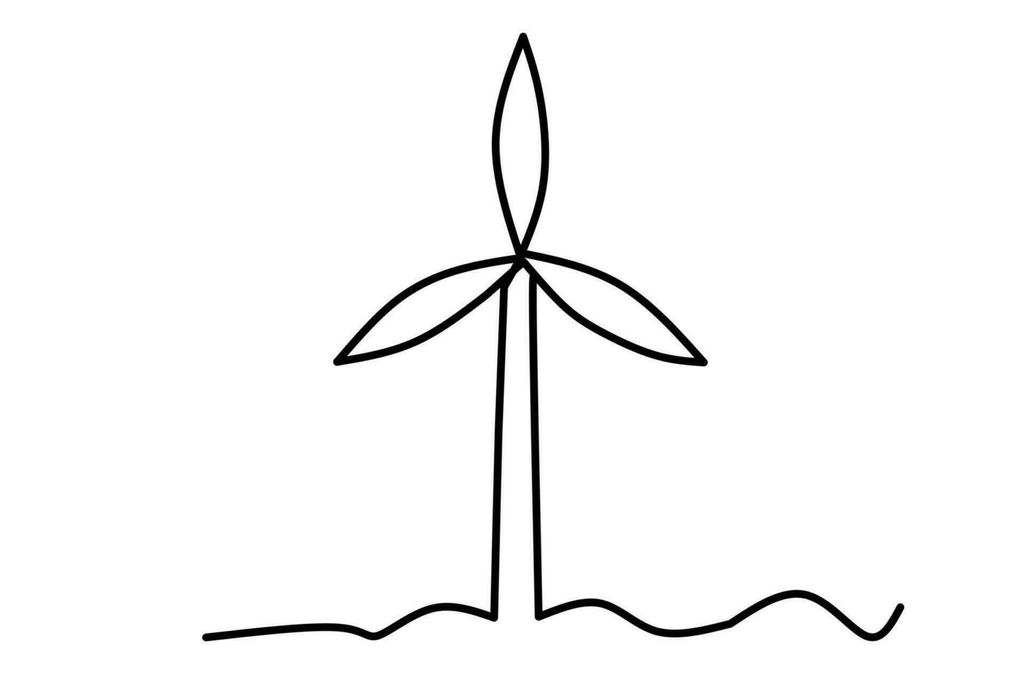 windmill line drawing isolated on white background. vector illustration.