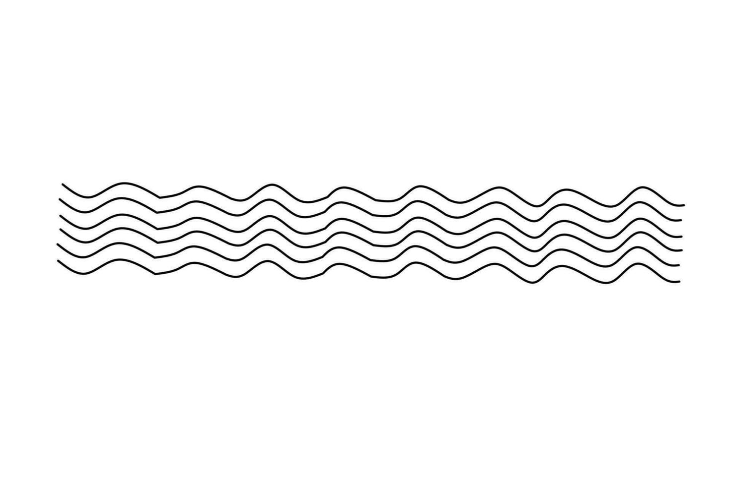 Line drawing of water waves isolated on white background. Vector illustration.