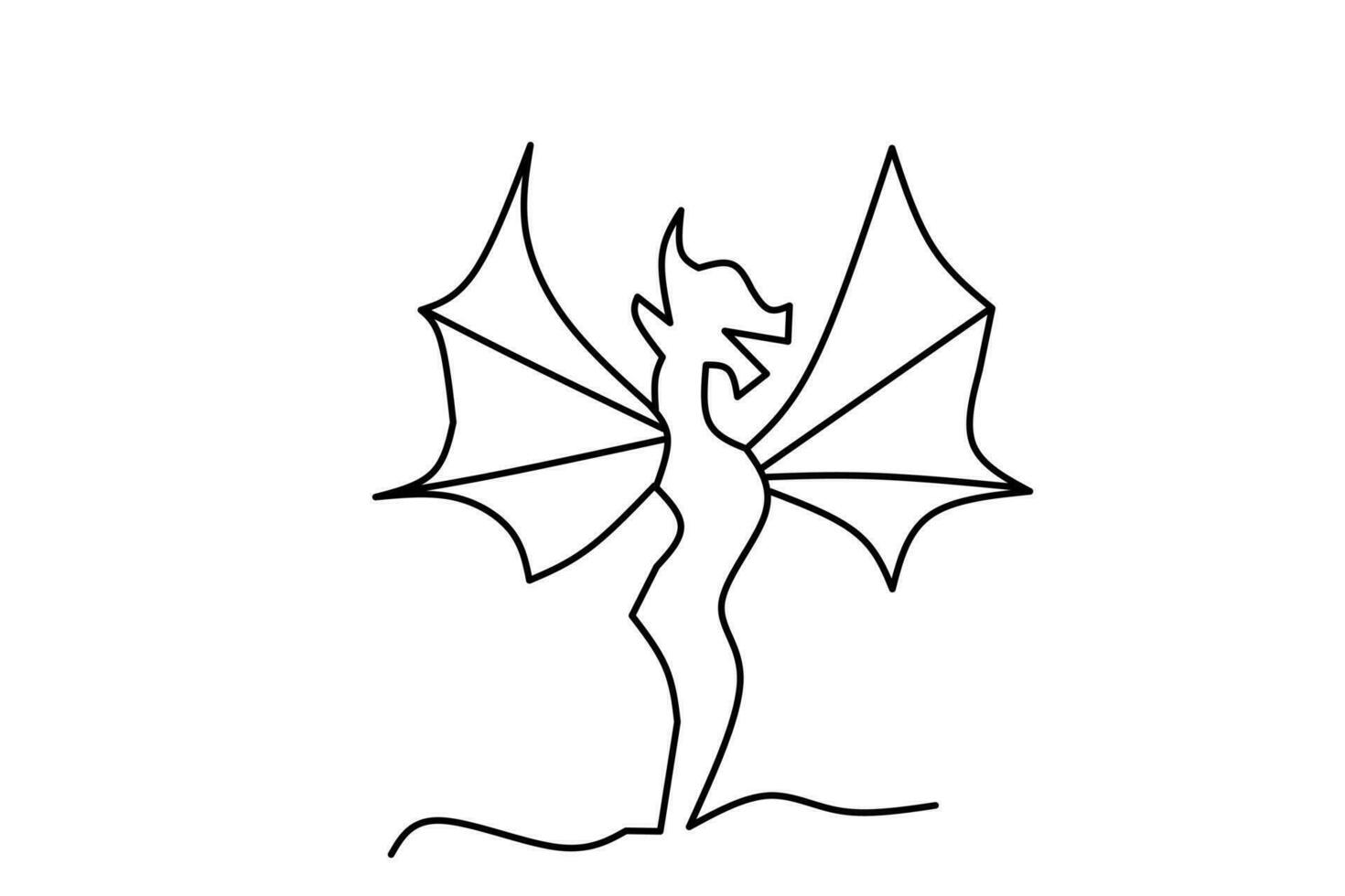 Line drawing bat isolated on white background. Vector illustration.