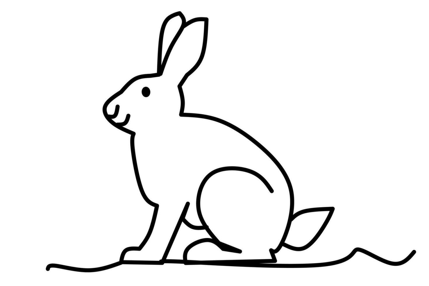 rabbit line drawing isolated on white background. vector illustration.