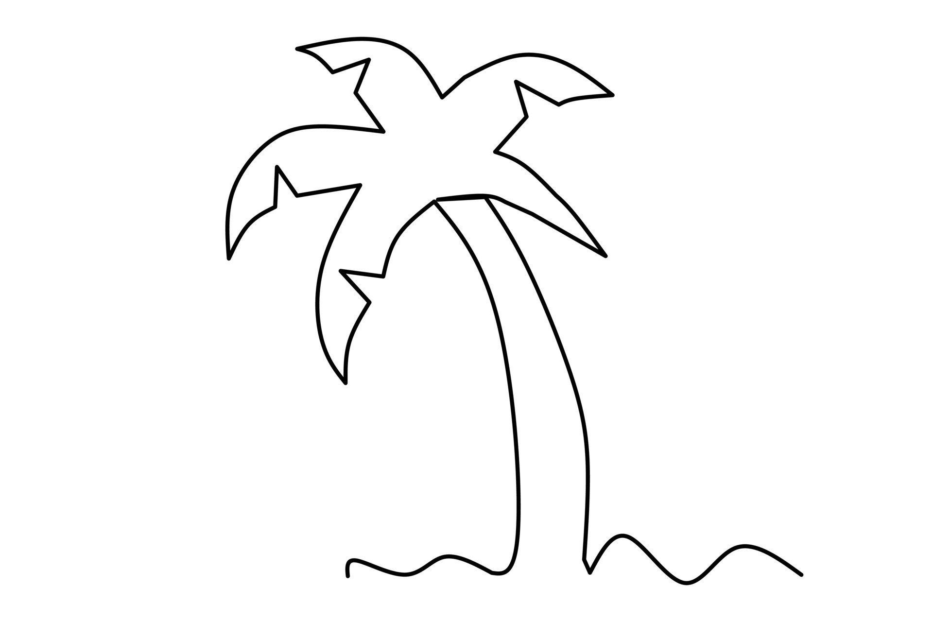 coconut tree line drawing isolated on white background. vector ...