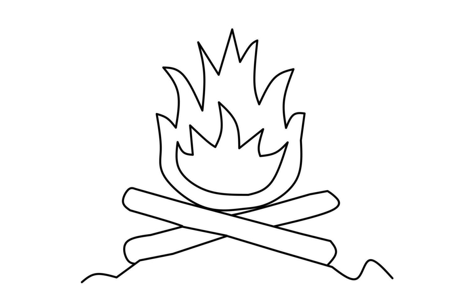 Line drawing bonfire isolated on white background. Vector illustration.