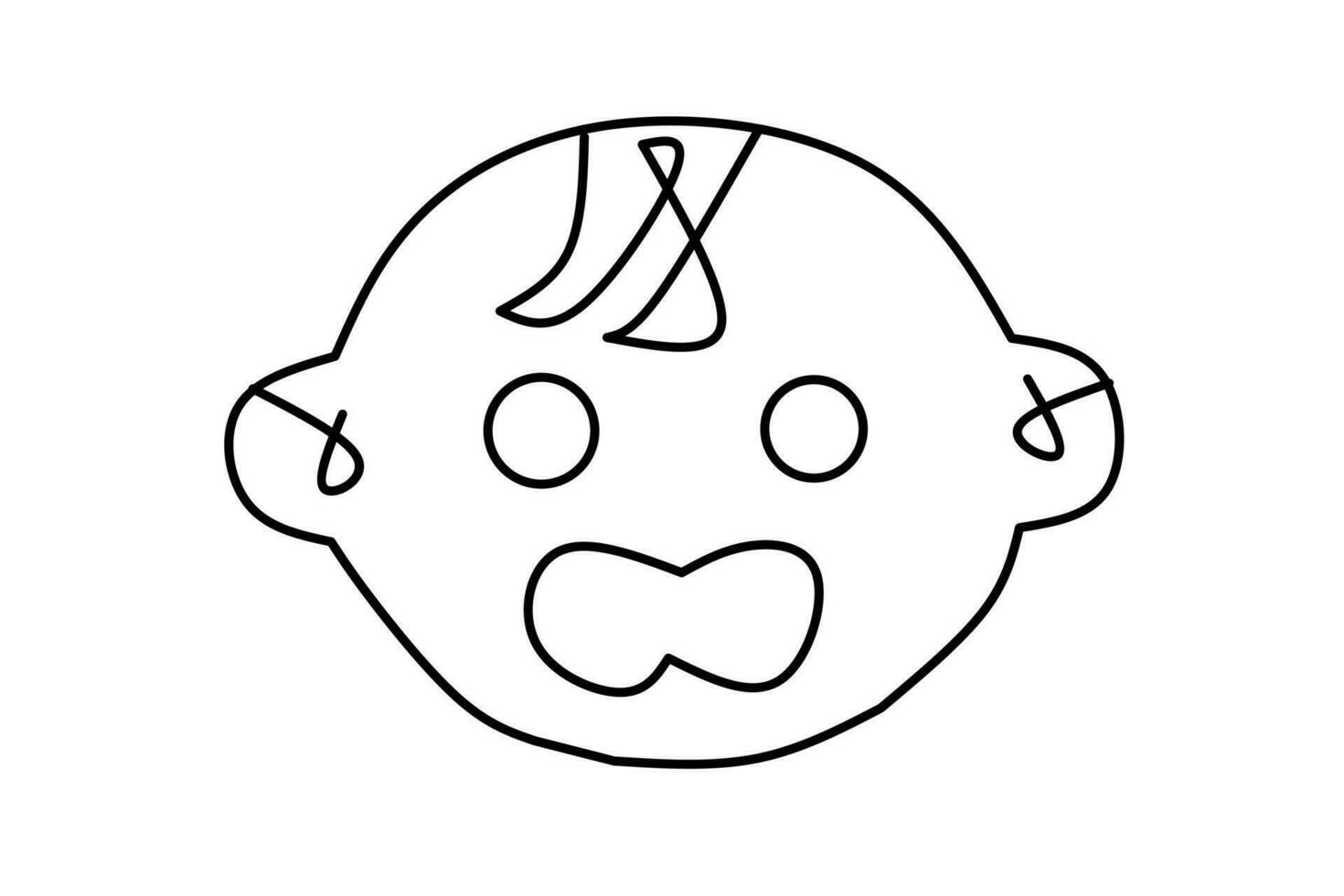 Line drawing Cute baby isolated on white background. Vector illustration.