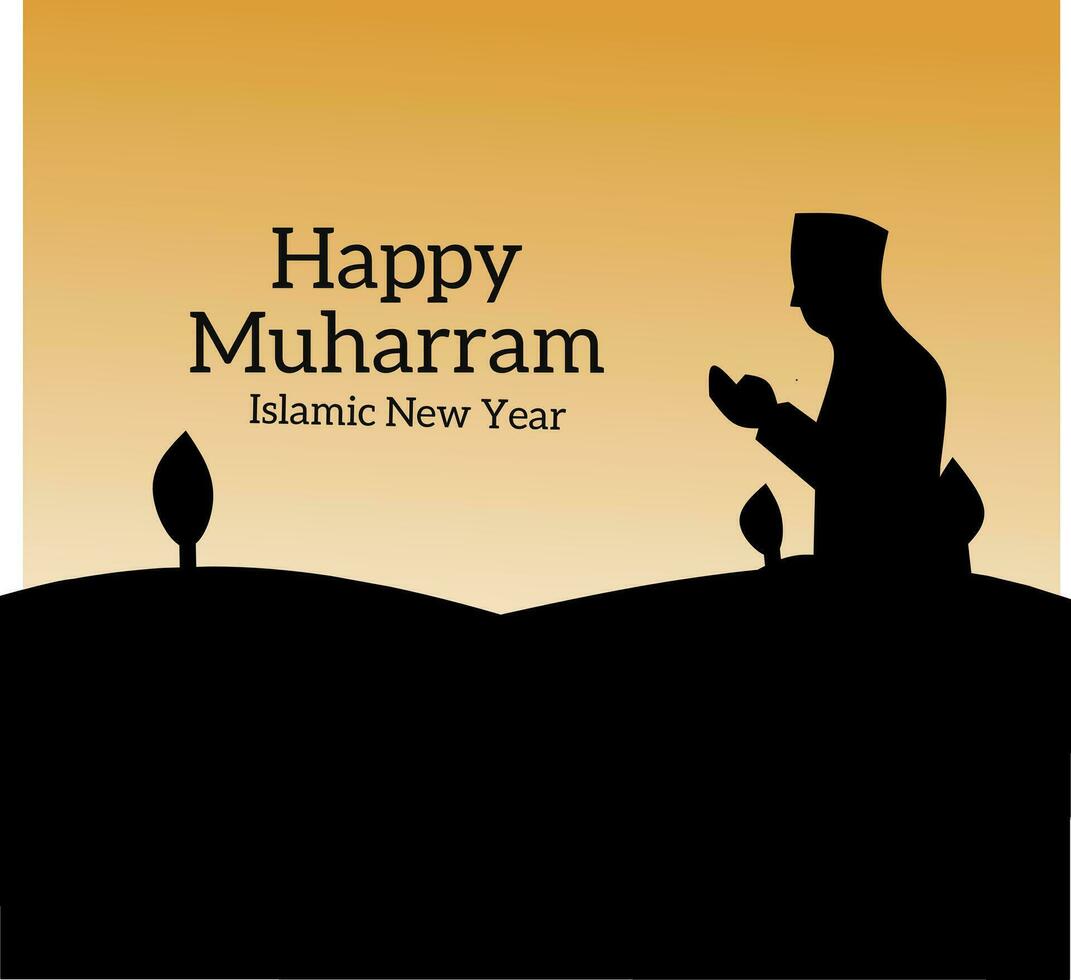 Happy Islamic New Year 1 Muharram. Background, template, greeting card, Islamic new year Vector illustration.