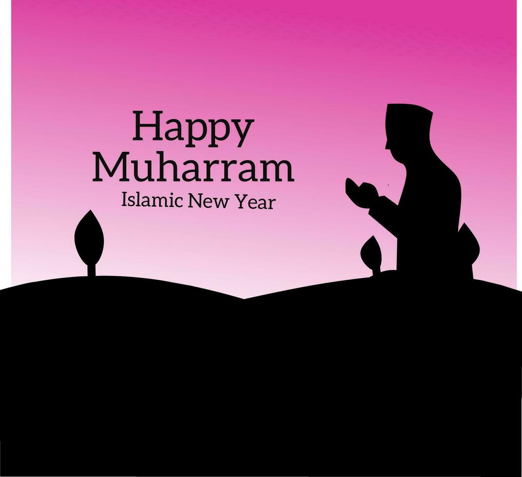 Happy Islamic New Year 1 Muharram. Background, template, greeting card, Islamic new year Vector illustration.
