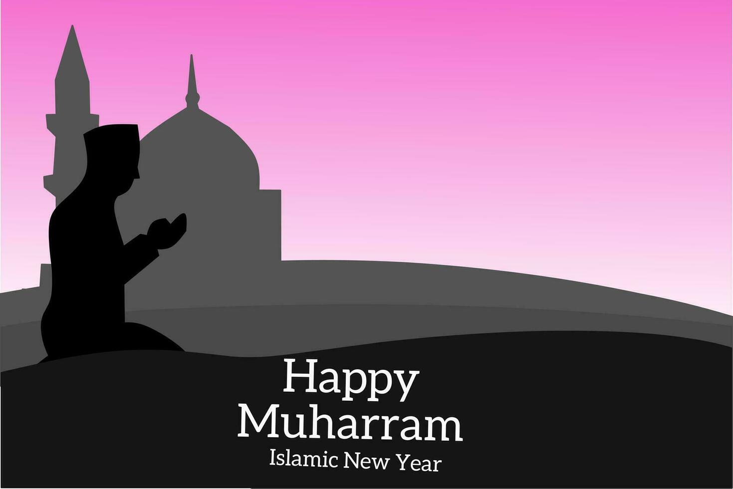 Happy Islamic New Year 1 Muharram. Background, template, greeting card, Islamic new year Vector illustration.