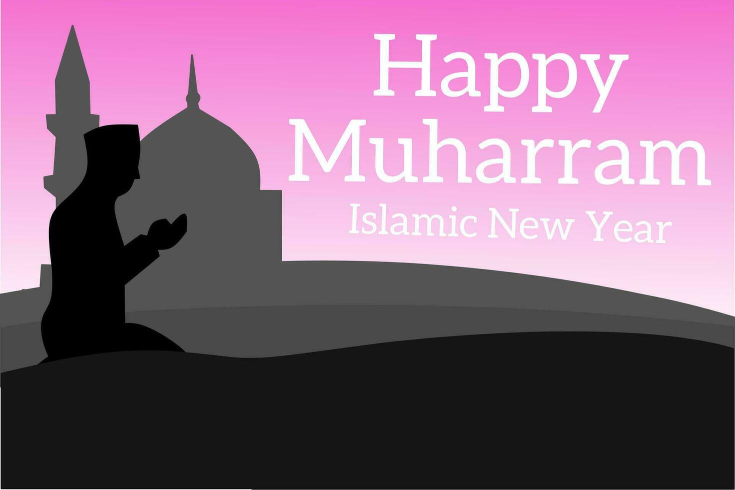 Happy Islamic New Year 1 Muharram. Background, template, greeting card, Islamic new year Vector illustration.