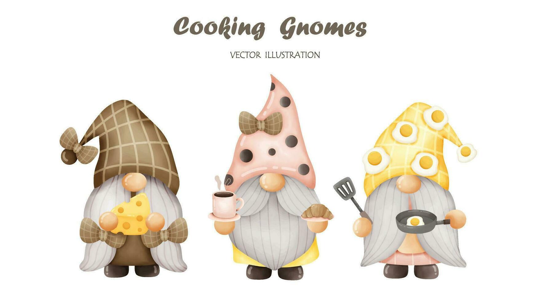 Cocinando gnomos dibujos animados dibujo vector