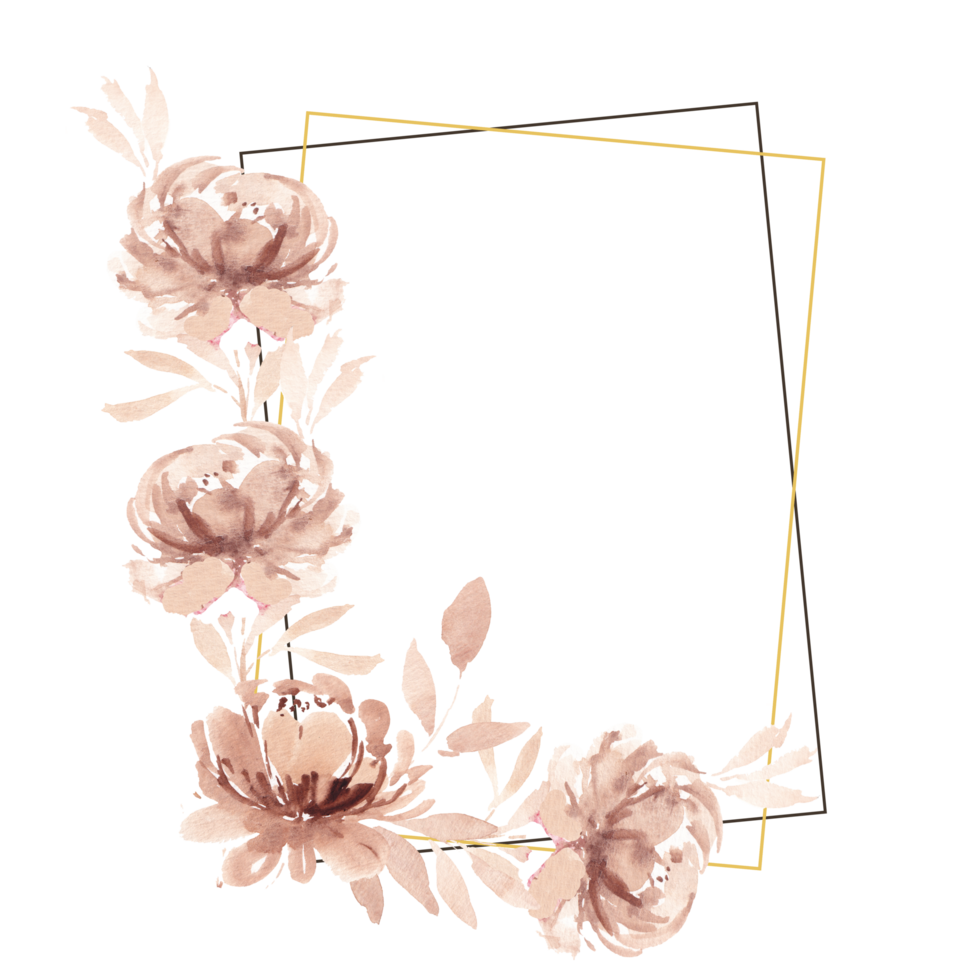 Dusty Rose Watercolor Flower Frame png