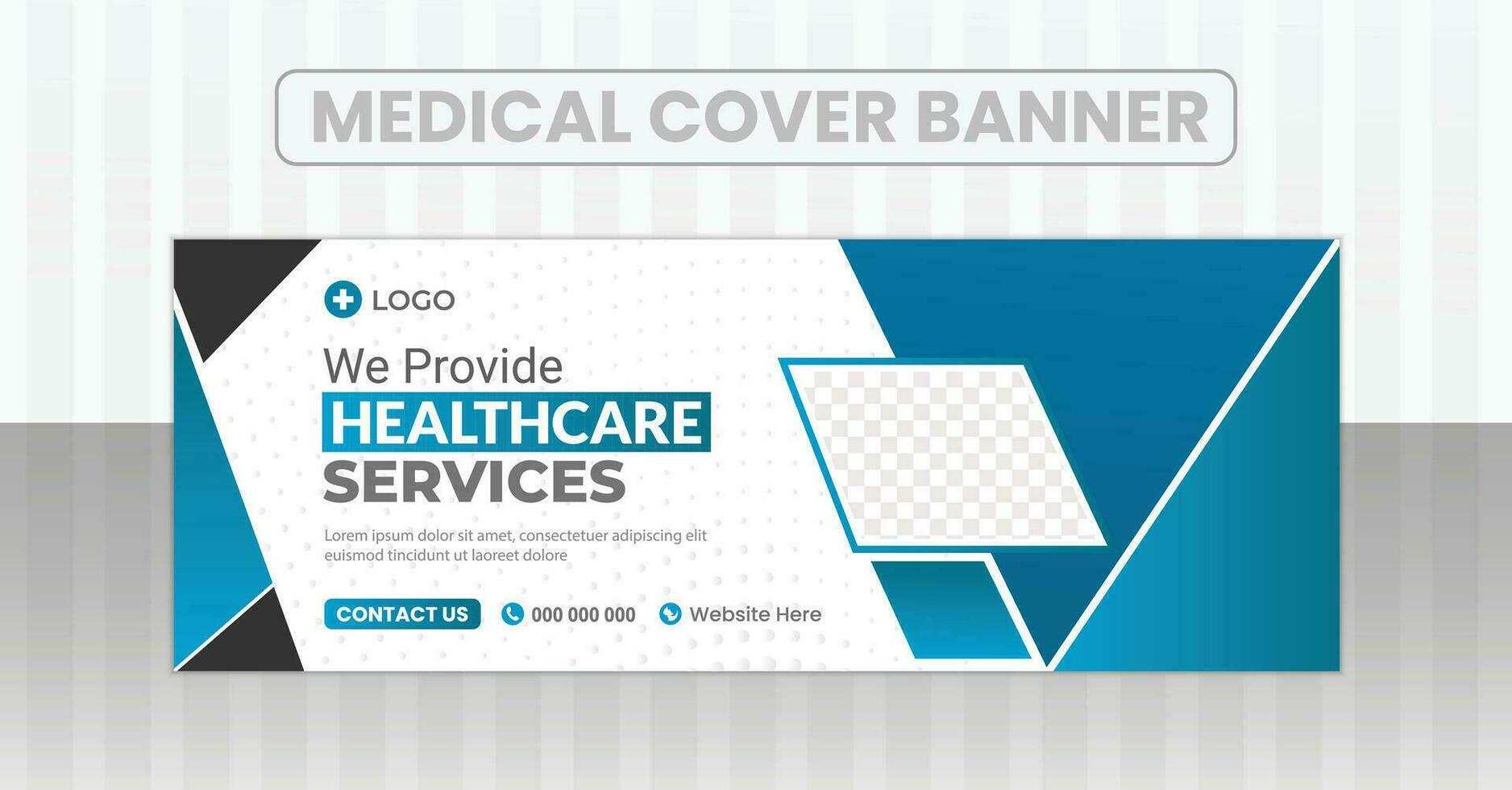 Medical and dental healthcare services banner and medicare facebook timeline cover design template vector