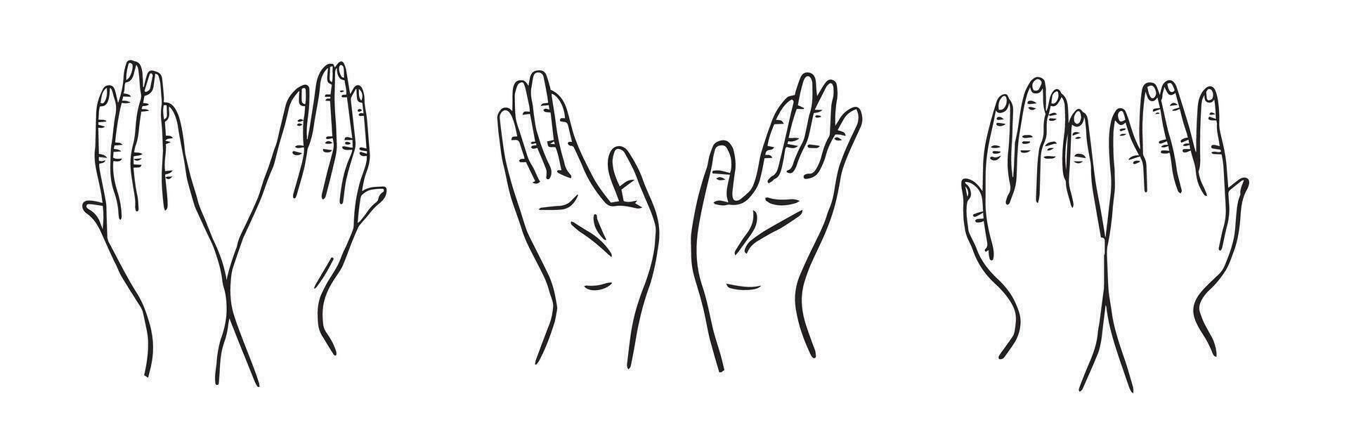 Hands sketch drawn in doodle style vector illustration