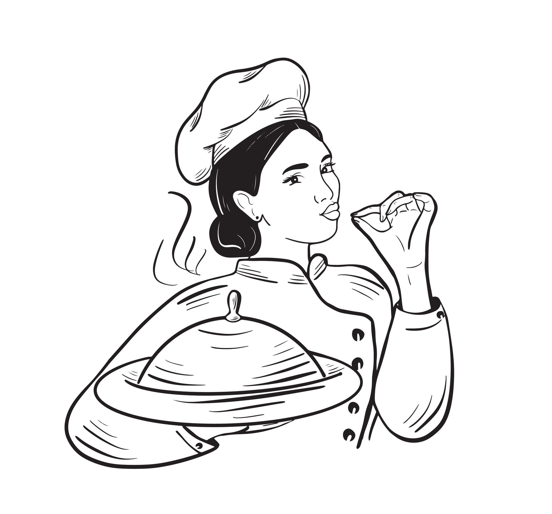 Girl cook sketch drawn in doodle style vector illustration 25909085 ...