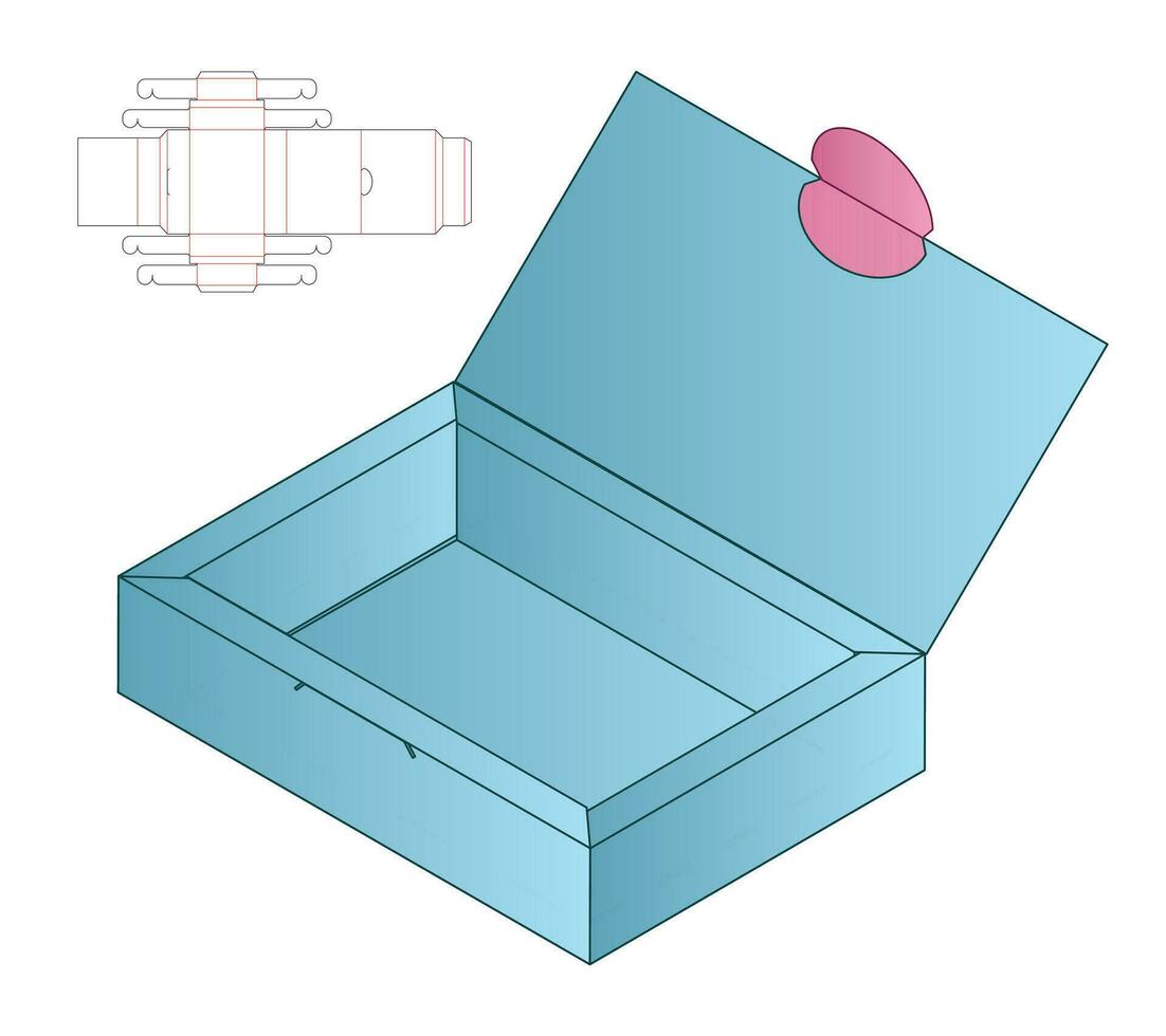 diseño de plantilla troquelada de embalaje de caja. Maqueta 3d vector