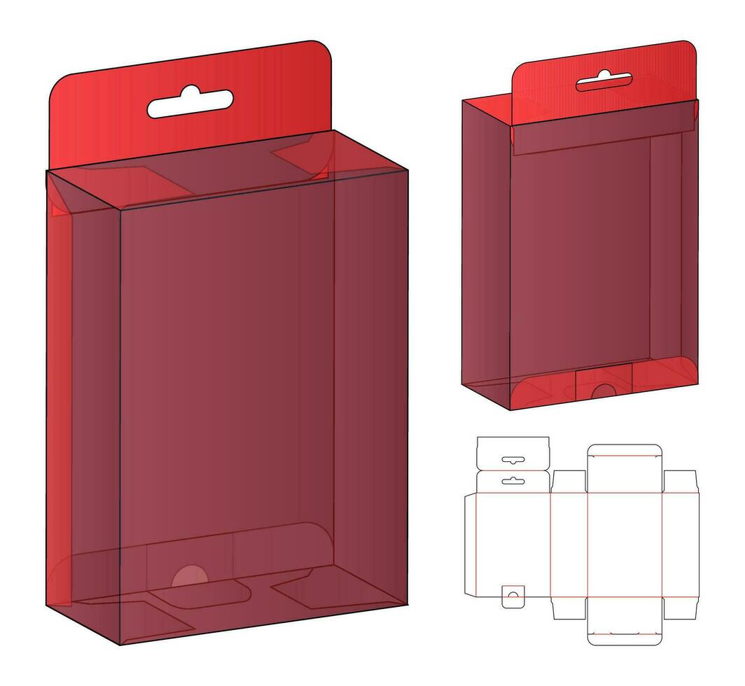 diseño de plantilla troquelada de embalaje de caja. Maqueta 3d vector