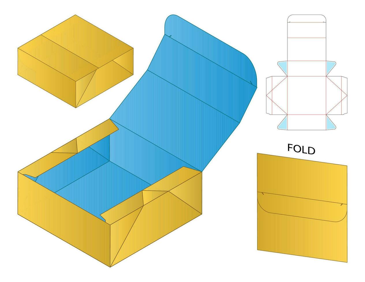 Box packaging die cut template design. 3d mock-up vector