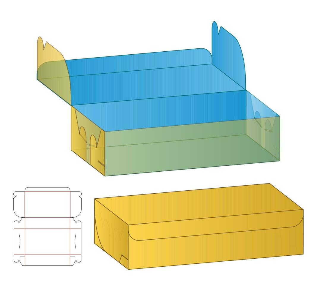 Box packaging die cut template design. 3d mock-up vector