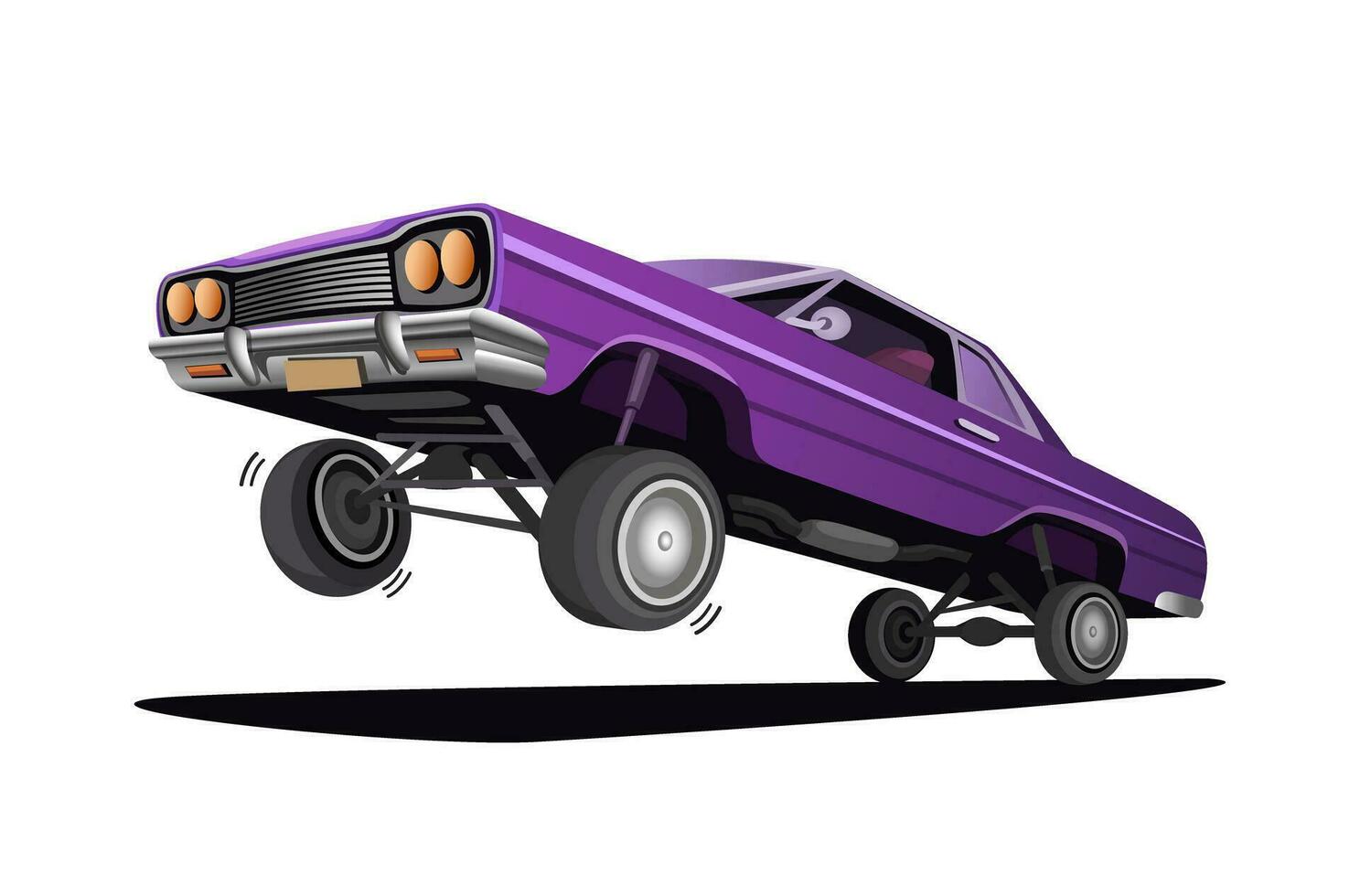 Hydraulic Lowrider Car Jump and Hop Freestyle Cartoon Illustration Vector