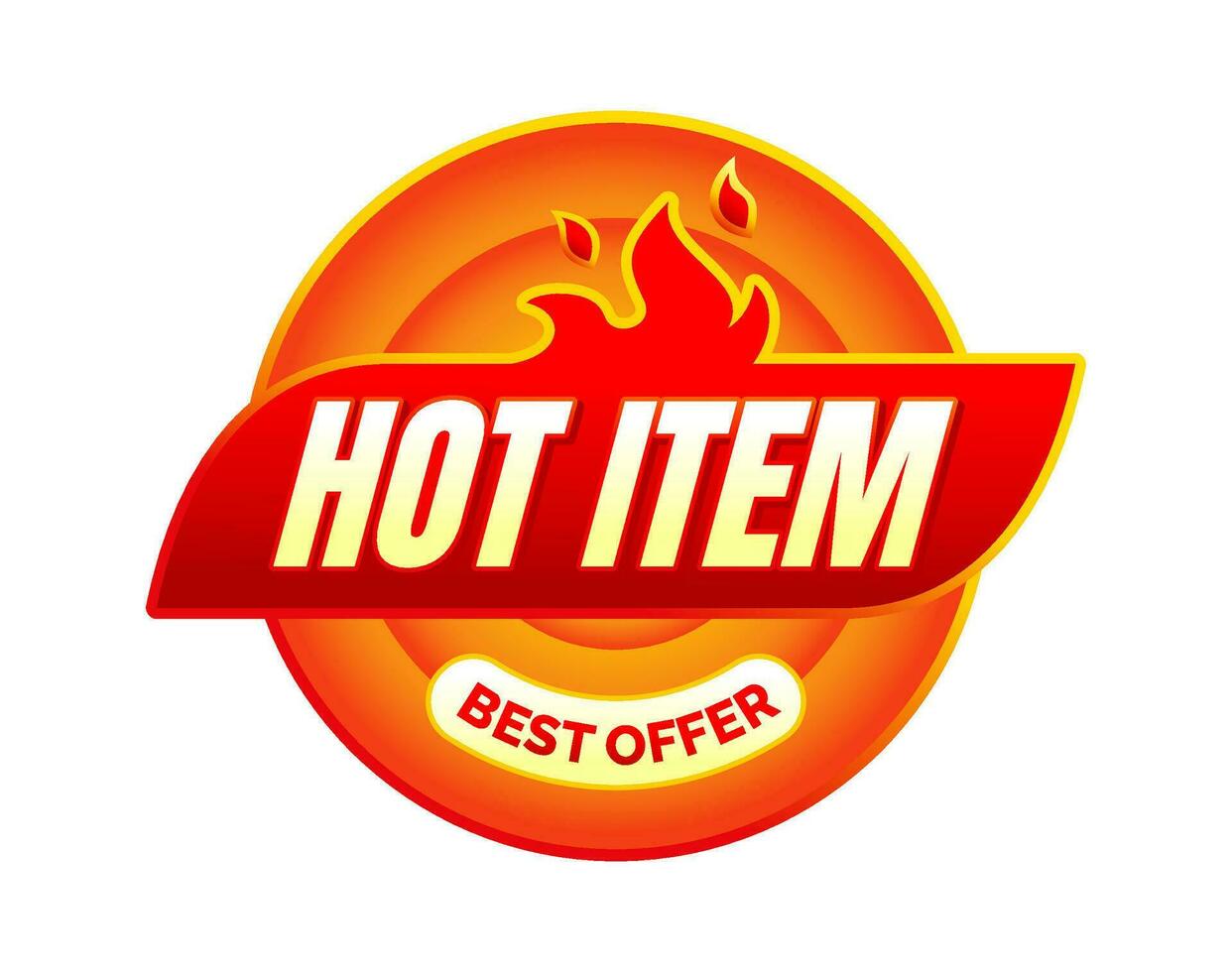 Vector hot item label design with red circle. for banner, icon, logo, sign, seal, symbol, badge, stamp, sticker, etc.