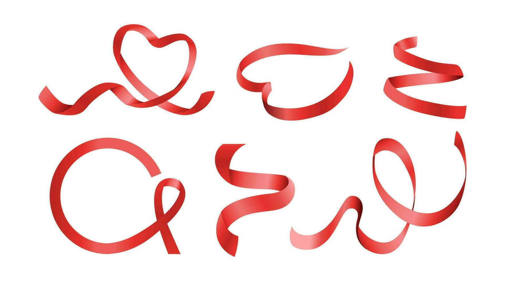 realista rojo cinta conciencia conjunto aislado, vih SIDA cáncer símbolo vector
