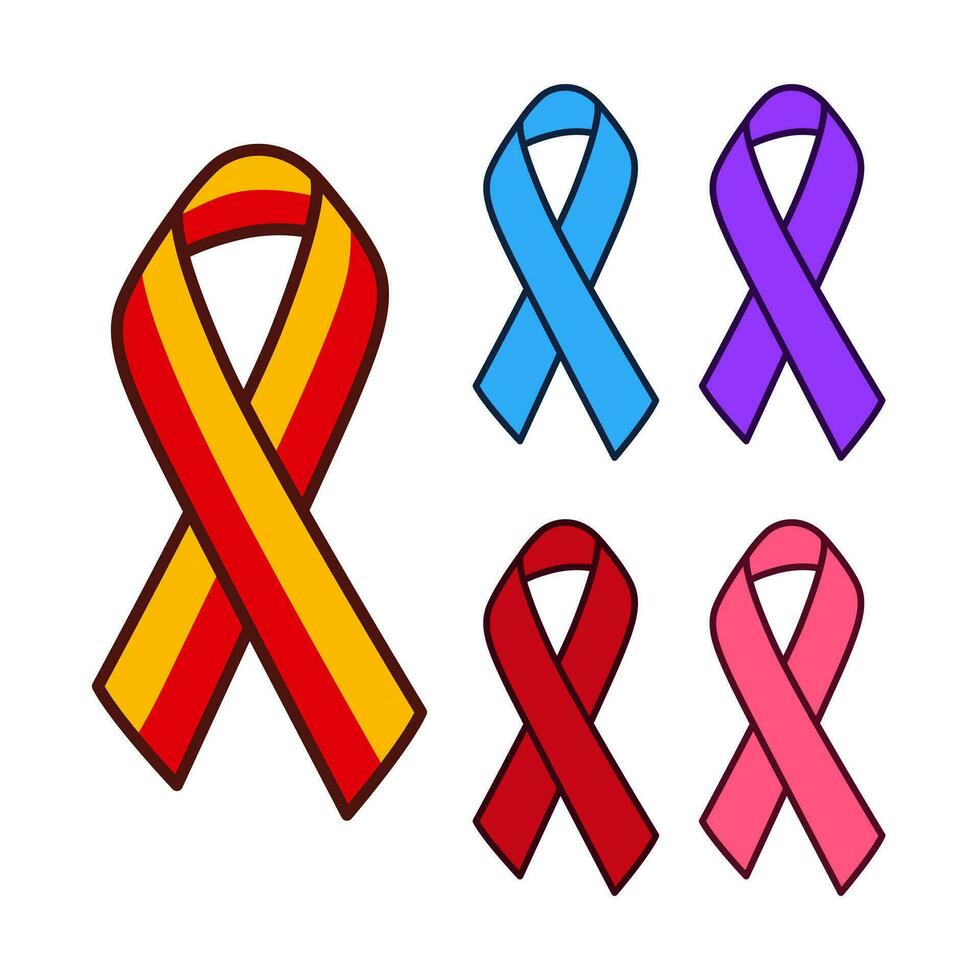 awareness Ribbon set in different color vector