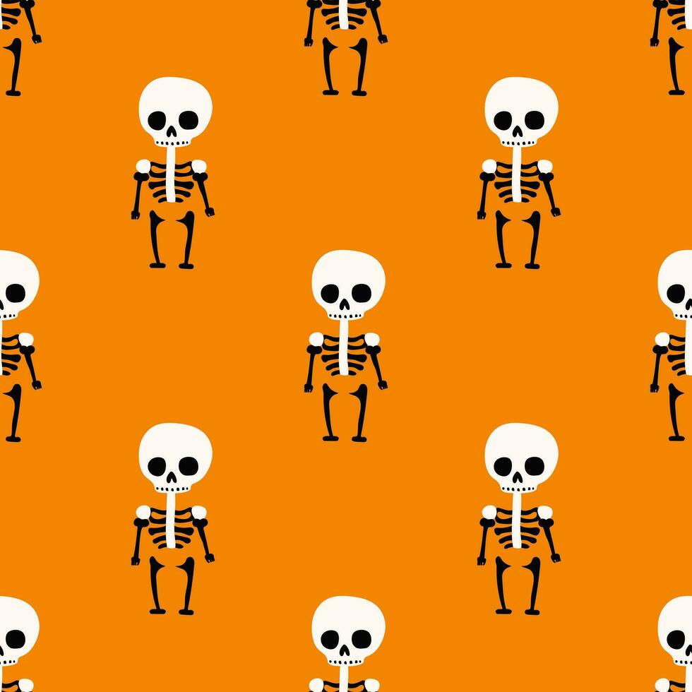 sin costura modelo linda esqueletos en naranja antecedentes vector