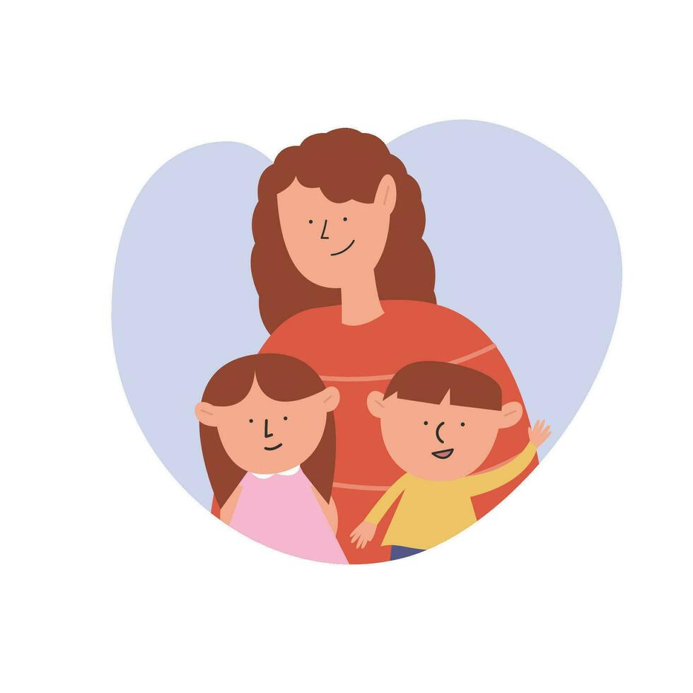 Children and their mom vector