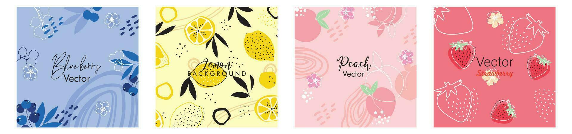 Set of vector seamless patterns with fruits