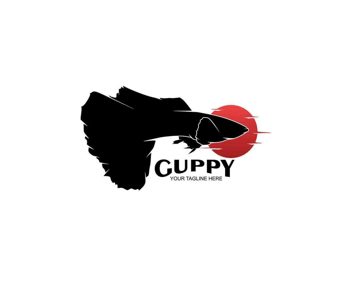 Guppy fish logo design silhouette vector