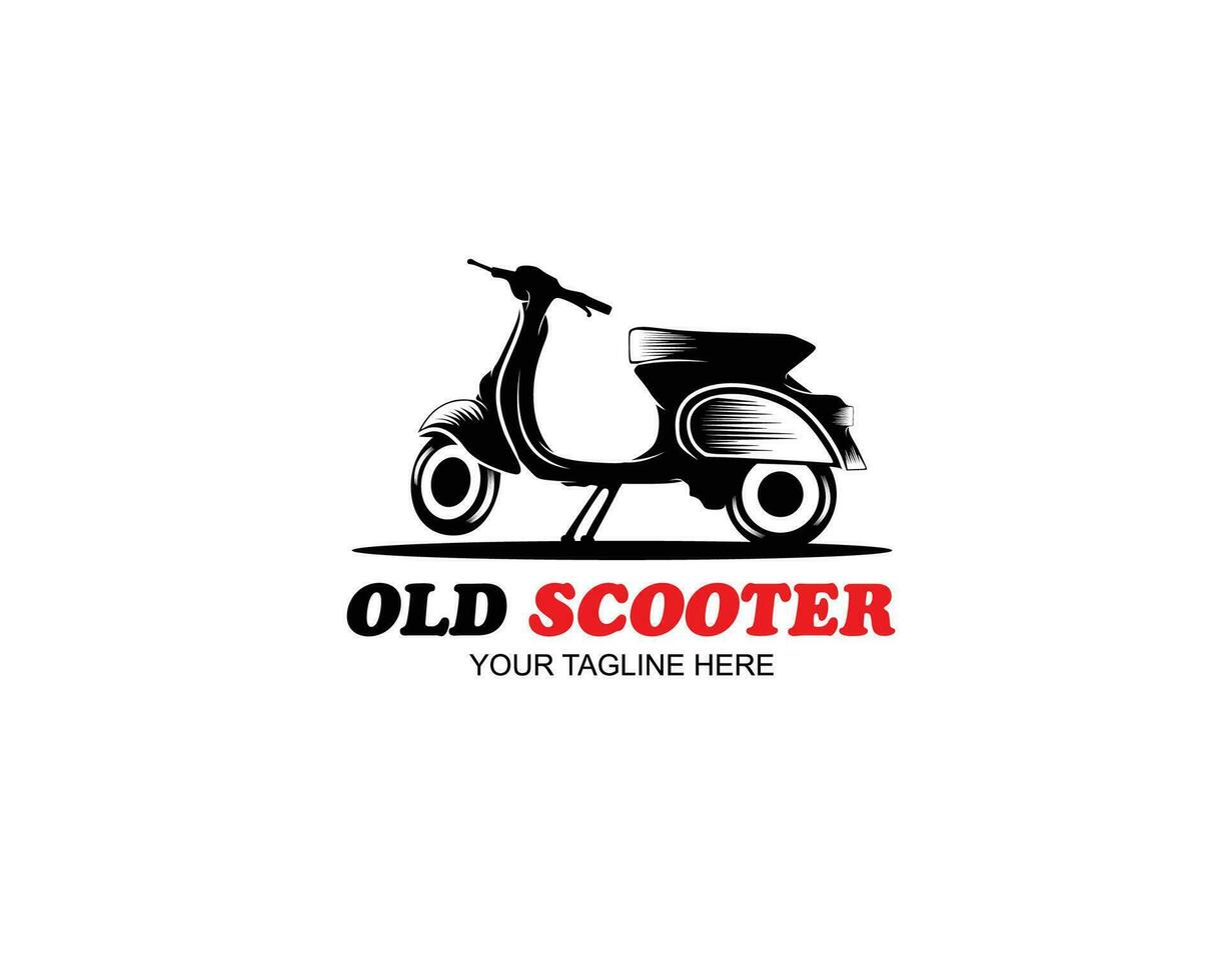 Vintage old scooter logo design template vector