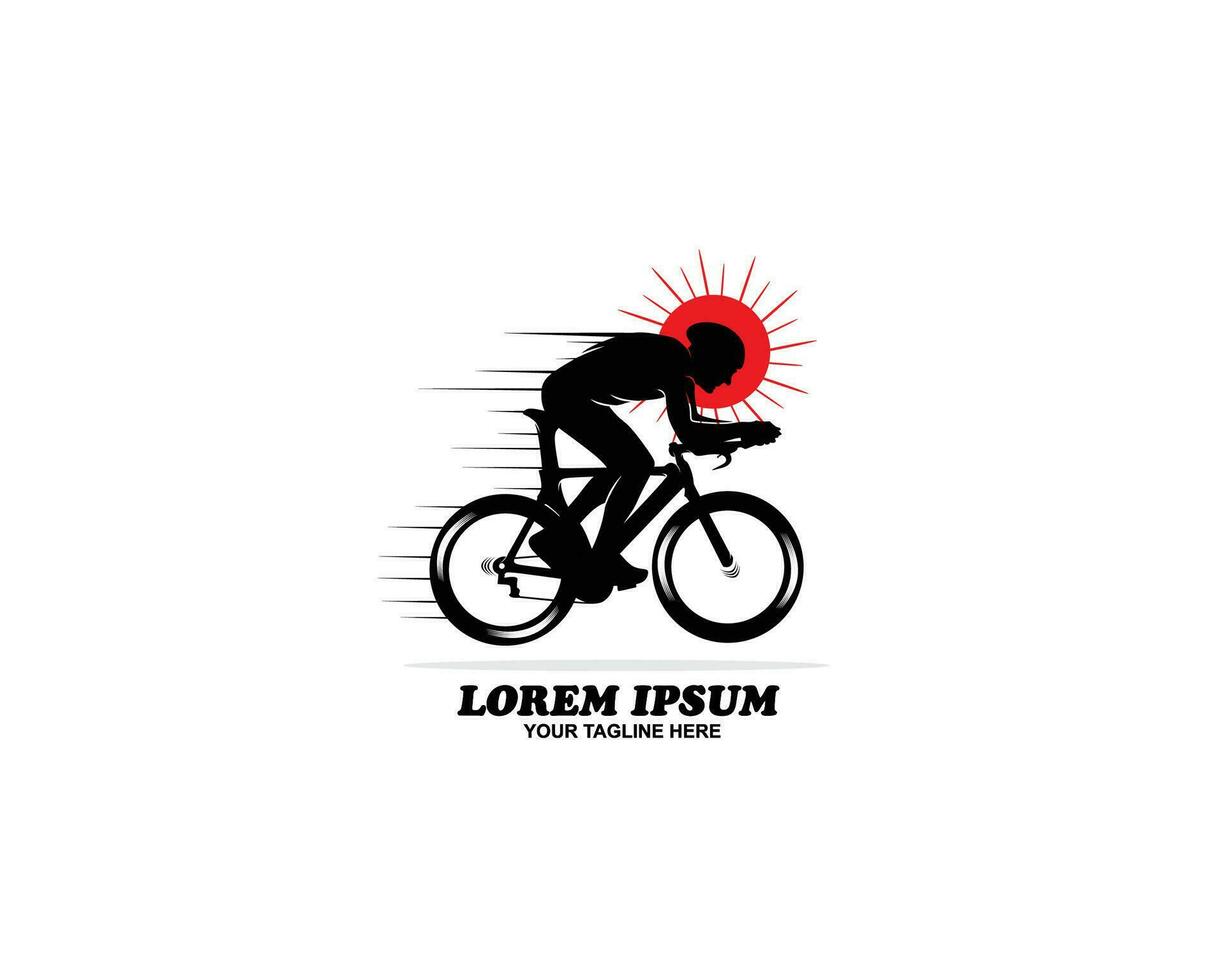 Cyclist logo silhouette design vector