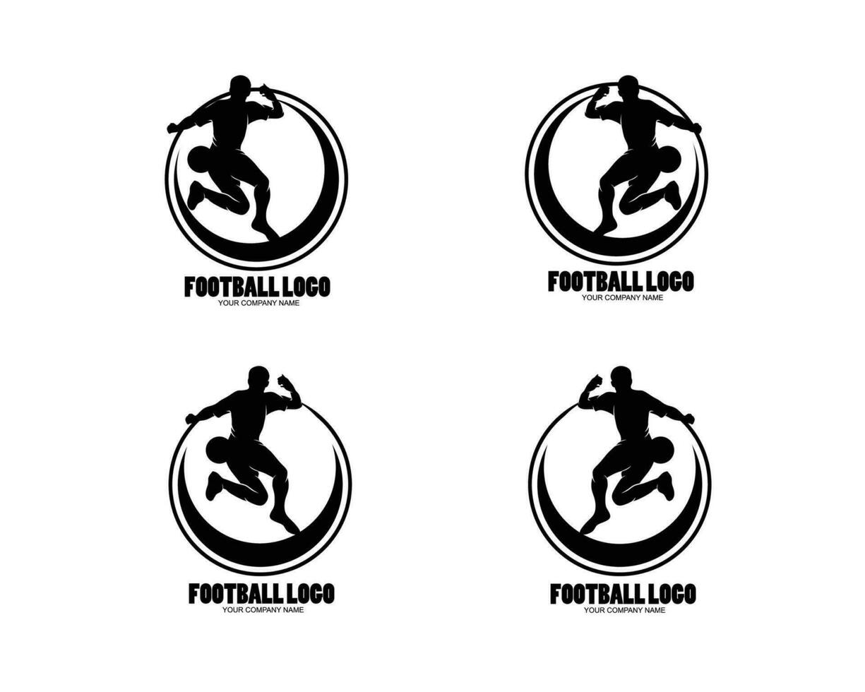 Football player logo silhouette collection set vector