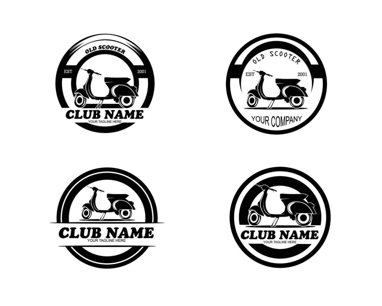 Old scooter club logo vintage collection set vector