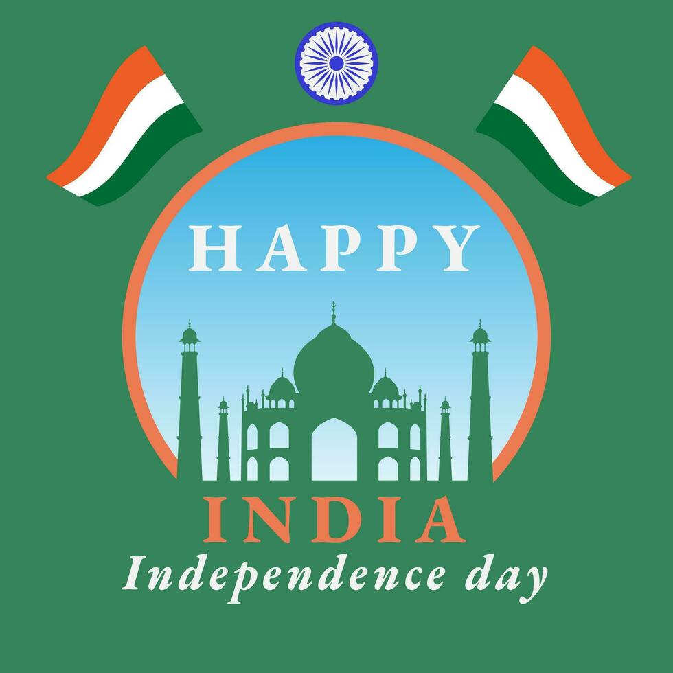 Indian Independence Day illustration with Indian flag. vector