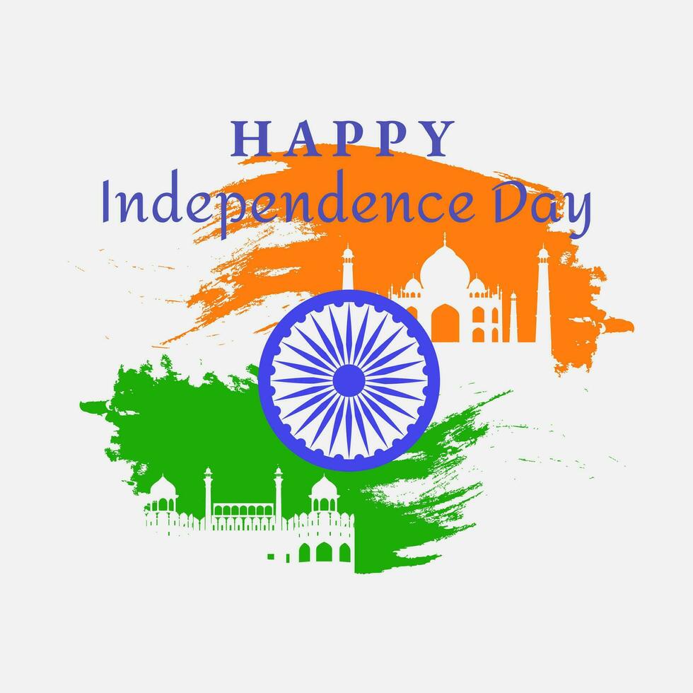 Indian Independence Day illustration with Indian flag. vector