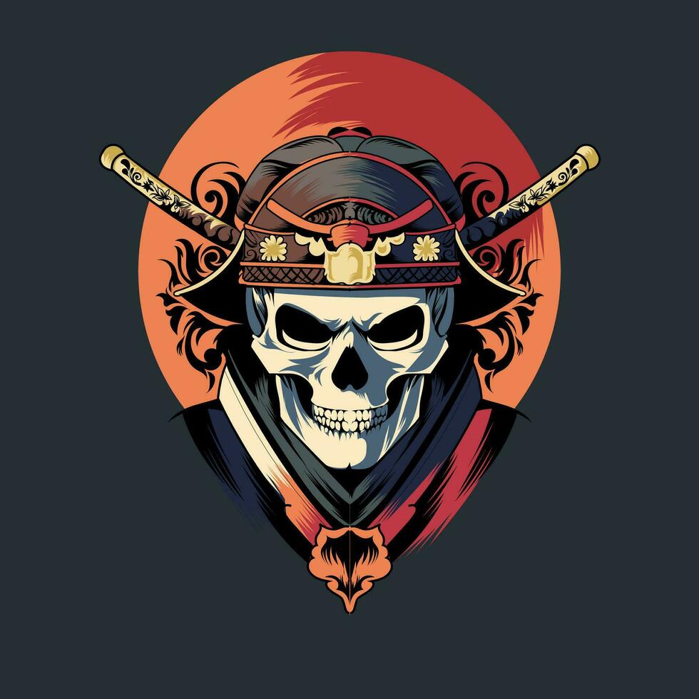 vector Japanese skulls samurai ill